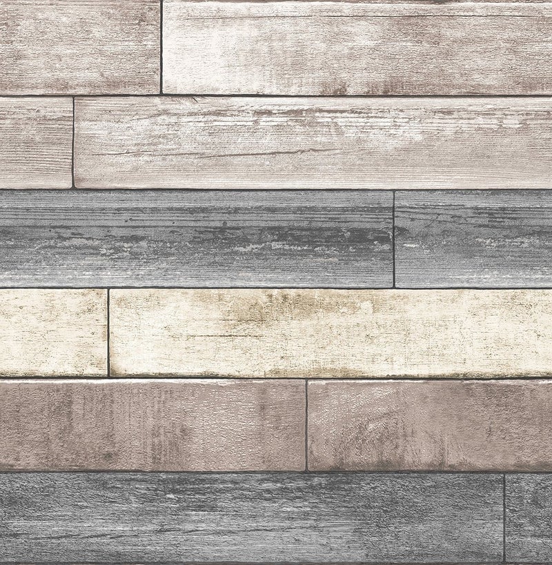 NuWallpaper NU3130 Reclaimed Wood Plank Natural Peel & Stick Wallpaper, Neutral - Image 1